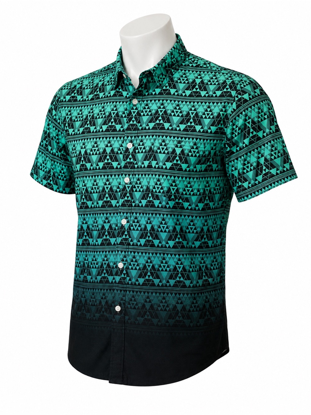 Men's Beautiful Giant Fade to Black Short Sleeve Button Up Shirt Size Large